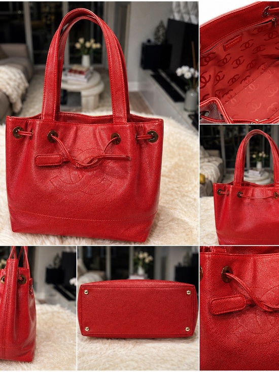 CHANEL Handbags - ❤️ Chanel Timeless Drawstring Tote – Red Caviar